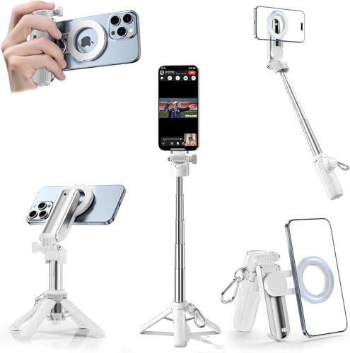 CloudValley trípode magnético multifuncional para selfie y vlog, soporte portátil de bolsillo compatible con MagSafe para iPhone/Android