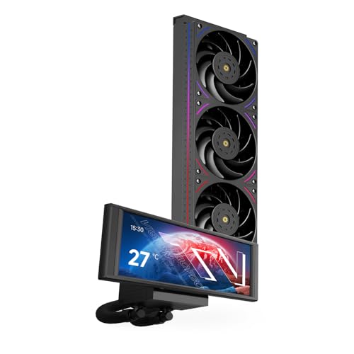 TR-Thermalright Trofeo Vision 360 ARGB Nero Liquido Raffreddatore CPU, Schermo LCD IPS da 6,86'' con Risoluzione 1280x480 - Magnetico, Raffreddatore da 360mm, per AM5, LGA1851/1700