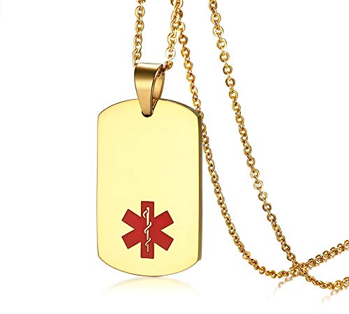 Identificaci�n m�dica de acero inoxidable perro etiqueta colgante con cadena�libre grabado personalizado, Diabetes, Asma