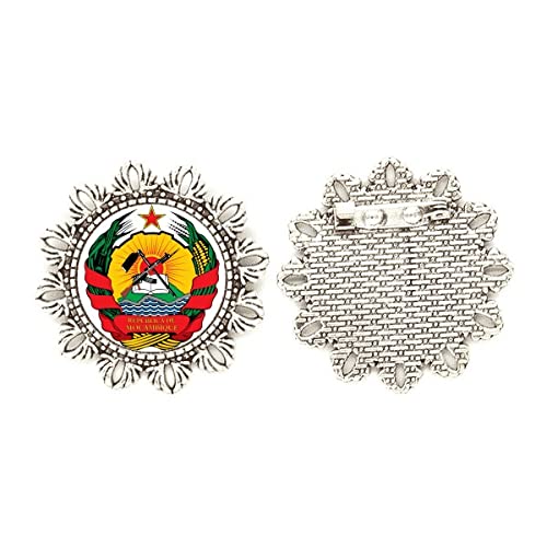 Broche de plata de Mozambique con escudo nacional acabado joyería fina medium