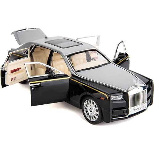 Image of eErlik 1 /32 Phantom Model Car Zinc Alloy Pull Back Toy Diecast Toy Cars with Openable Doors, Sound and Light for Kids Boy Girl Gift(White Black)