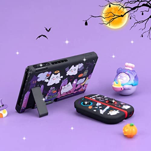 ENFILY Cute Ghost Case Compatible with Nintendo Switch, Dockable Case Cover, Ergonomic Soft TPU Grip