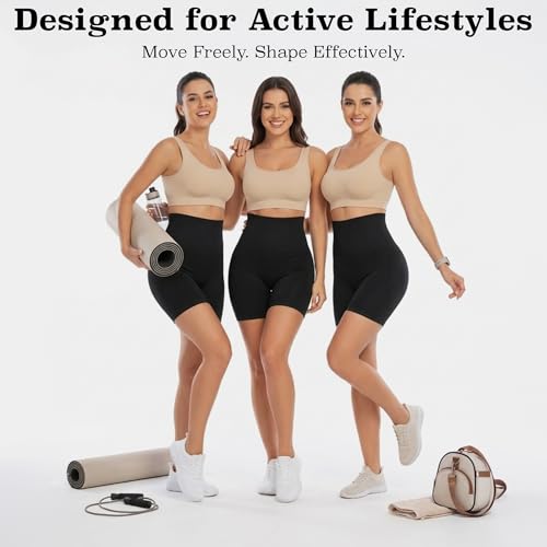 Image of Shoppy Villa High Waist Tummy Control Shapewear Shorts for Women, Seamless Body Shaper Butt Lifter Thigh Slimmer Compression Shorts, Breathable Sculpting Underwear Shapewear for Dresses