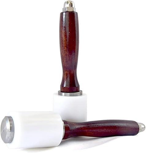 Juego de martillo de tallado de cuero de 2 piezas, mango de madera de nailon, herramienta de estampado de cuero, martillo en T de 7.677 in (12.17