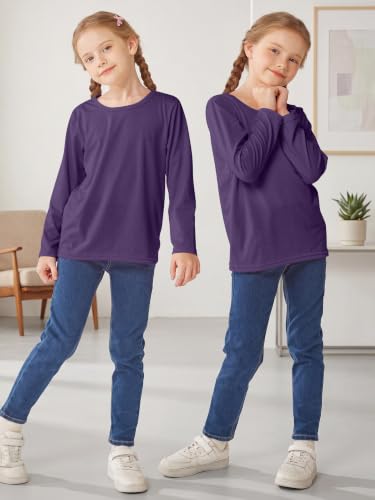 Image of Cooraby 5 Pack Girls Long Sleeve Tees Girls' Soft T-Shirts Kids Basic Crewneck T-Shirts Top for Teen Youth Girls, 2T-16Y