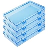 Goodma 4 Pieces Rectangular Plastic Boxes Empty Storage Organizer Containers with Hinged Lids for Small Items and Other Craft Projects (Blue, 7.1 x 4.3 x 1.2 inch)