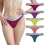 INNERSY Womens Thongs Underwear Cotton Sporty Thong Panties 5-Pack(Rainbow, Medium)