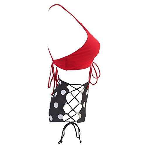 Girlandsea Women High Waisted Bikini Two Piece Backless Tankini Swimsuit Set Red Polka Dot Xxl #TOP2