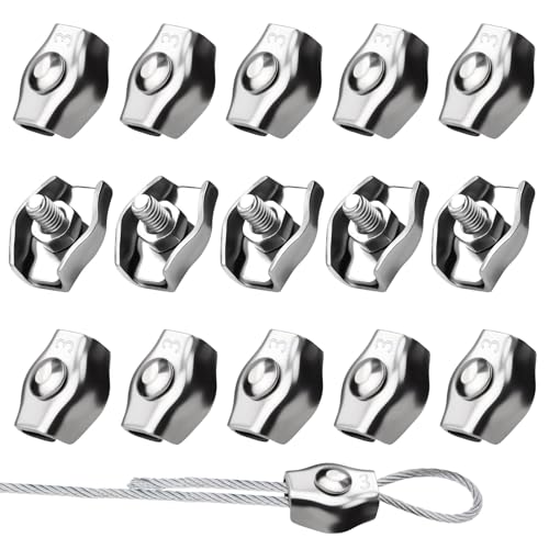 SWTYExt 15 Stück Drahtseilklemme 3mm Seilklemme M3 Seilklemmen...