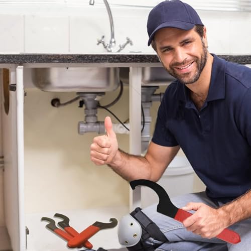 Finkow C Hakenschlüssel, 4 Stück Gewinde SchlüSsel, Verstellbare SchraubenschlüSsel, Gewindefahrwerk, mit Rutschfestem Griff, SchlüSsel Werkzeug Satz, für Graviermaschinen, Verlängerungsstangen
