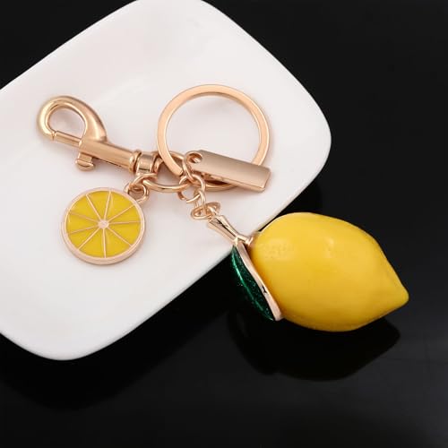 Image of Fruit Bag Charm Keychain - Gold Key Chain, Cute Purse Handbags Accessories - Beautiful Gift for Women