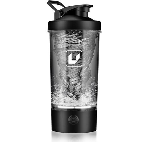 Electric Shaker Bottle USB C Rechargeable Protein Shaker Bottle Shaker cups for Protein Shakes Mixer with 24oz BPA Free Tritan Meal Replacement Shakes Made with Tritan Portable Blender Cup (Black)