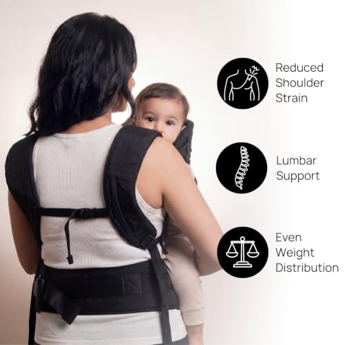 Image of Haus & Kinder Kangaroo Nest Baby Carrier for 0 to 3 Years Baby, 2-in-1 Hip Seat Baby Carry Bag for Newborn to Toddler, Ergonomic Front & Back Carry Kangaroo Bag, Adjustable Straps, Breathable, Up to 20 Kg