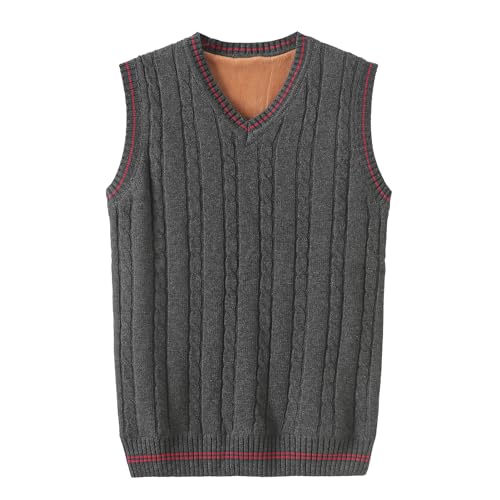 Pull homme sans manches col V débardeur tricot gilet chaud automne