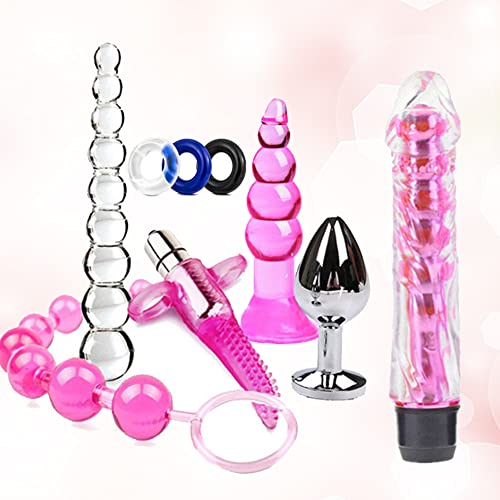 Set di 9 pezzi di set di tappi in silicone per massaggio rilassante serie rosa fantasia in silicone per uomini e donne che abbinano giocattoli