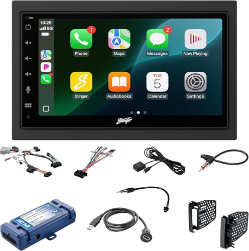 Stinger Jeep Wrangler JK (2007-18) 6.8” HD Touchscreen Double DIN Car Radio Head Unit, Wireless Apple CarPlay & Android Auto, Bluetooth, USB Charging, Camera Inputs, SWC, Plug & Play Stereo Dash Kit