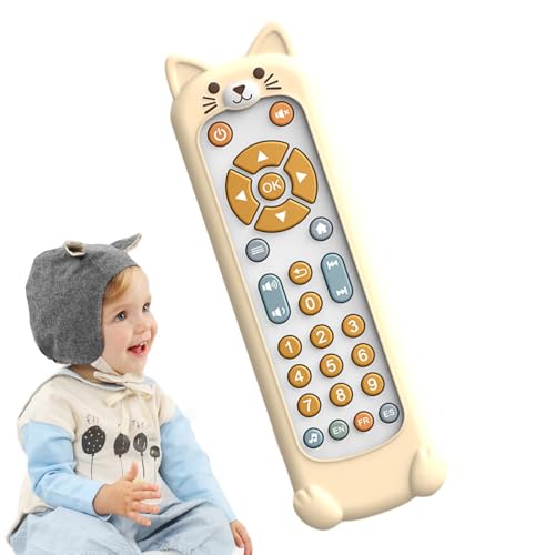 Mando a distancia realista para niños, control remoto de juguete de silicona, juguetes musicales de aprendizaje en forma de animal lindo, 3 idiomas (inglés, español y francés) juguetes de aprendizaje