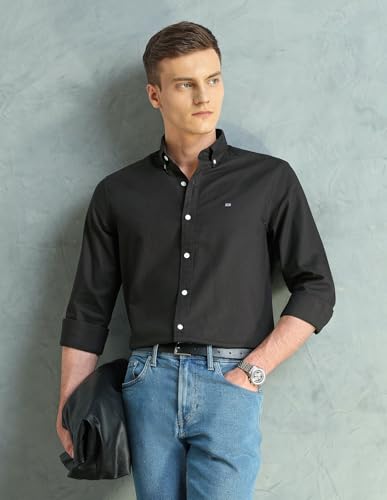 Image of Arrow Sport Solid Slim Fit Cotton Shirt for Men - Full Sleeve Mens Casual Shirts