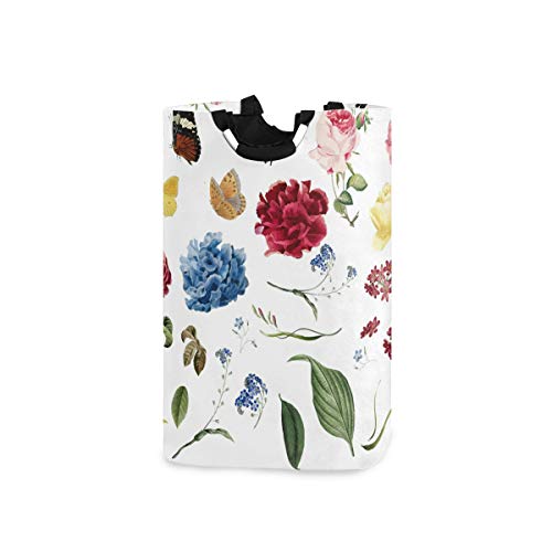 AJINGA Panier à linge avec poignées pliable en tissu pour femme Motif papillon Cover