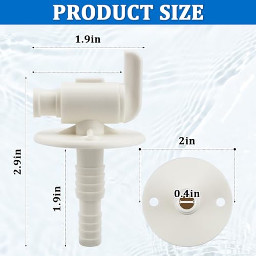 Image of 1pcs RV Camper Drain Valve Plastic for Fresh Water Tank Drain, Replacement Water Drain Valve 3 /8 inch or 1 /2 inch Dual Barb with Flange