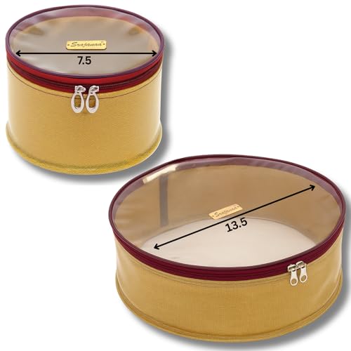 Image of Lord Krishna /Ladoo Gopal PVC Dress Round Storage Organizer Boxes | Durable & Transparent Storage Solution for Clothes & Accessories | Set of 7.5 Inch & 13.5 Inch | Ideal for Organizing