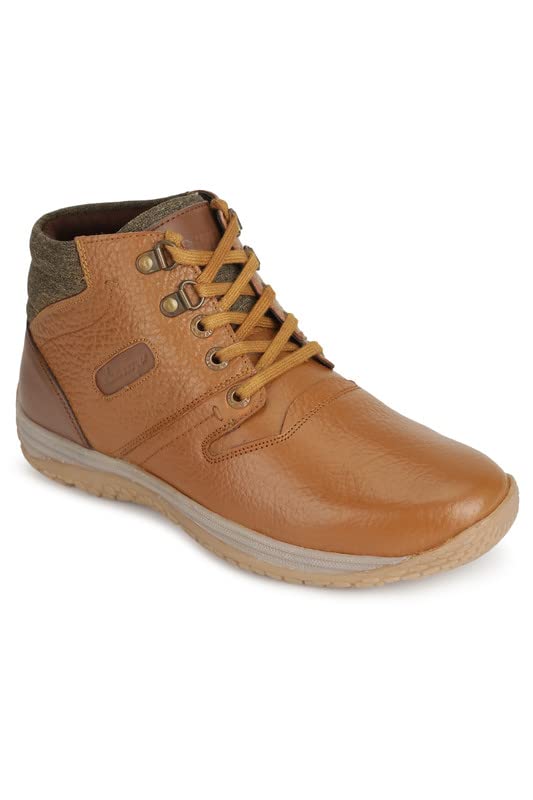 Allen Cooper Genuine Premium Leather Luxury Memory Foam High-Top Ankle Boots Shoes For Men(20235|Tan|Size-6,7,8,9,10)