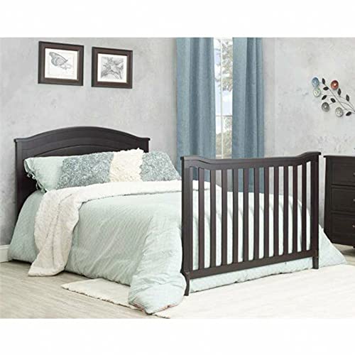 Image of Sorelle Furniture Berkley Round Top Crib, Classic 4-in-1 Convertible Crib, Made of Wood, Non-Toxic Finish, Wooden Baby Bed, Toddler Bed, Child's Daybed and Full-Size Bed, Nursery Furniture-Espresso