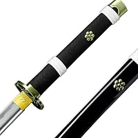 Swords and more One Piece - Oden's Enma Schwert, handgeschmiedet, echte Samurai Schwerter, handgeschmiedeter Carbon Stahl mit Scheide 103 cm, Zoro Schwert für Zoro Cosplay One Piece, schwarz – Ansicht 6