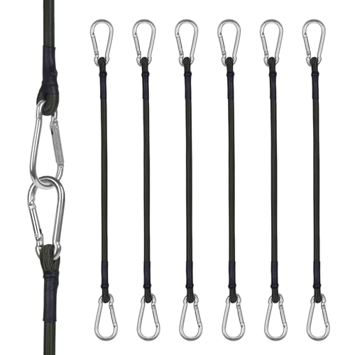 Bungee Cords with Carabiner Hooks: 6pcs Heavy Duty Elastic Tie Straps 10