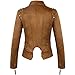 chouyatou Women's Fashion Studded Perfectly Shaping Faux Leather Biker Jacket (Small, Suede Brown)