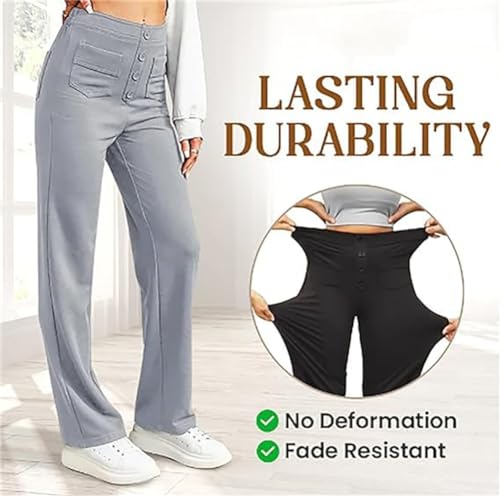 Women's Casual High Waist Stretch Pants, Loose High Waisted Wide Leg Pants Stretch Casual Pants.2