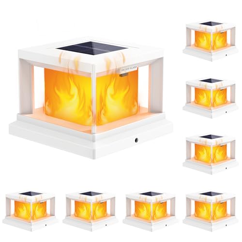 Lampe solaire de poteau 10x10 cm lot de 8 balises étanches LED