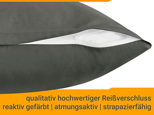 npluseins Doppelpack zum Sparpreis - Baumwoll-Kissenbezüge - Moderne Wohndekoration in schlichtem Design, 40 x 40 cm, anthrazit - Image 6