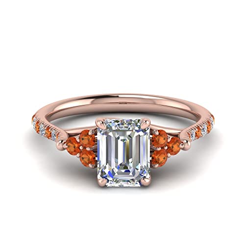 Bague diamant cathédrale or rose émeraude de haute qualité