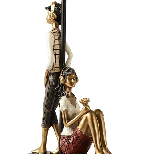 Image of ARMONIA Romantic Premium European Couple Figurine with Lamp Post, Handcrafted Polystone Showpiece for Home Decor | Gift for Anniversary, Valentine's Day, Wedding