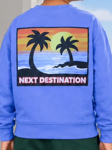Image of KiddoPanti Boys Solid Round Neck Full Sleeve Fleece Sweatshirt | 60% Cotton 40% Polyester | Soft Warm Winter Pullover | Ribbed Cuffs & Hem | Casual Winter Sweatshirt for Kids