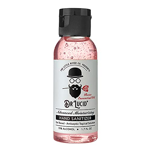 DR LUCID Hand Sanitizer – Hand Sanitizing Gel, 1.7 Fl Oz Flip Top Bottle – 70% Ethyl Alcohol, Essential Oils – Refreshing and Moisturizing Gel – Rose, Single Pack