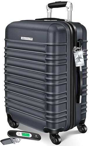 Kesser® Valise rigide de voyage, avec balance à bagages + étiquette de bagage, valise à roulettes, serrure à combinaison, 4 roues, plastique ABS, poignée...