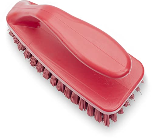 Image of SPARTA Scrub Brush with Iron Shaped Handle and Stiff Bristles, Heavy Duty Scrubber Brush for Kitchen, Bathroom, Shower, Tile, Sink, Carpet and Bakepans, Polypropylene, 6 Inches, Red, (Pack of 6)