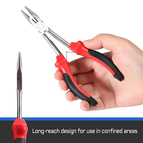 Image of 6.5 Inches Long Nose Pliers Mini Long Reach Needle Nose Pliers Chain Nose Pliers Jewelry Making Pliers With Cutter Wire Cutters for Crafting Bending Wire PCB Board Working in Tight Areas