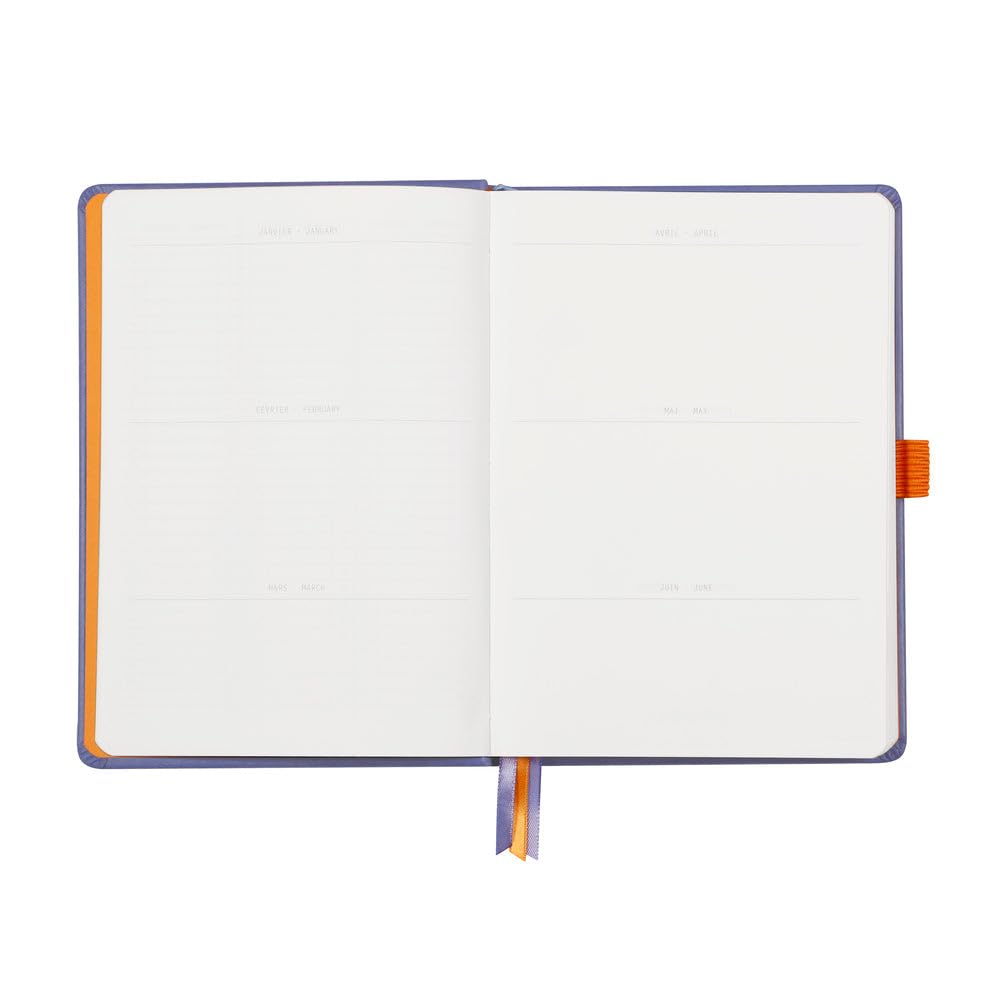 RHODIA 118578C - Carnet Rigide Goalbook Iris - A5 14,8 x 21 cm - Pointillés Dot - 240 pages - Papier Clairefontaine Blanc 90 g/m² - 3 Rubans, Fermeture Élastique - Simili Cuir