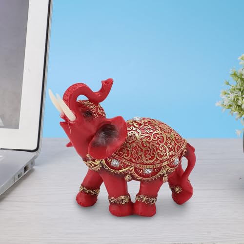 Estatua de Elefante Feng Shui de Resina Rojo M 8.5 x 6.5 x 1.6 in miniatura 7