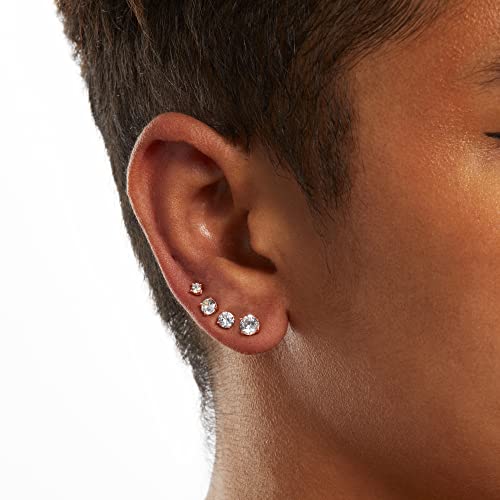 Amazon Essentials 14K Gold Plated Sterling Silver Round Cz Stud Set 2.5 Mm/3 Mm/4 Mm/5 Mm, Rose Gold #TOP1