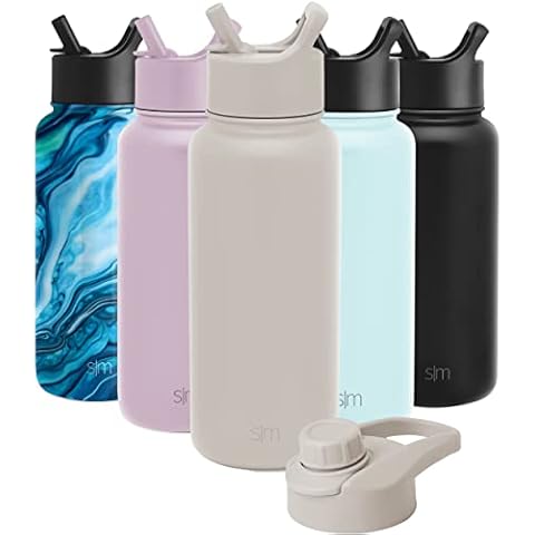 Simple Modern Water Bottle with Straw and Chug Lid Vacuum Insulated Stainless Steel Metal Thermos Bottles | Reusable Leak Proof BPA-Free Flask for Sports | Summit Collection | 32oz, Almond Birch Cover