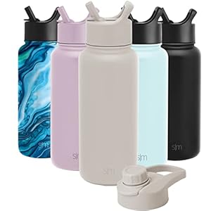 Simple Modern Water Bottle with Straw and Chug Lid Vacuum Insulated Stainless Steel Metal Thermos Bottles | Reusable Leak Proof BPA-Free Flask for Sports | Summit Collection | 32oz, Almond Birch