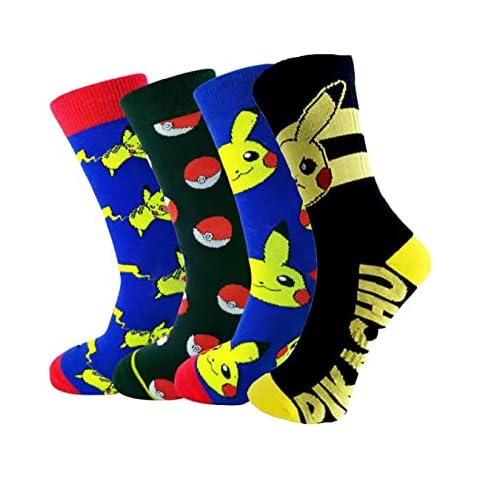 Dremokay Calcetines Divertidos de Dibujos Animados para Hombres - 4 Pares Multicolor Cover