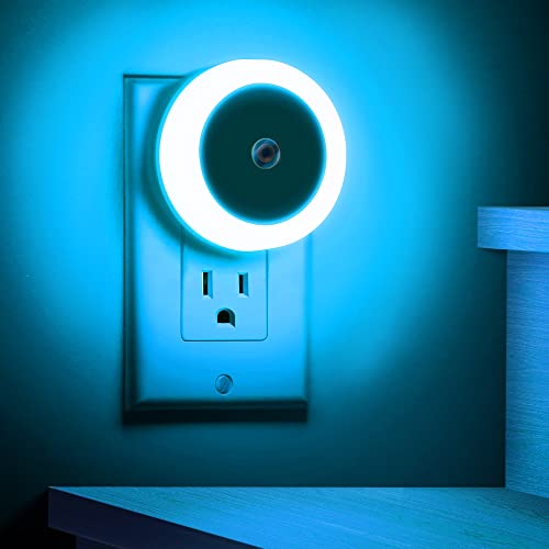 Image of Briignite Azure Blue Night Light, Night Lights Plug into Wall [2Pack], Nightlight with Light Sensors, LED Night Light for Kids Room, Baby, Bathroom, Stair Lights, Hallway Light