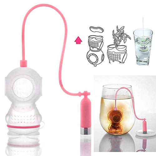 1 STÜCKE Silikon Tee-ei, Innovative Nette Taucher Form Blatt Tee-ei Sieb Filter für Zuhause Teezubereitung, Party für Teetrinker(Rosa)