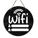 Rustic Round WiFi Password Sign for House - WiFi Password Wooden Hanging Decorations for Home Office - Store Cafe Bar Wooden Hanging Decor, 8X8 Inches (Black) -A23