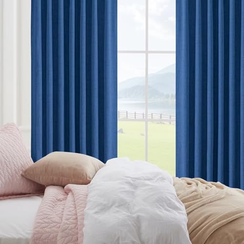 CUCRAF Linen 100% Blackout Curtains 84 Inch Length 2 Panels Set, Back Tab and Rod Pocket Curtain for Living Room Bedroom, Room Darkening Window Drapes Thermal Insulated, (37x84 inch, Navy Blue) by CUCRAF - Image 9